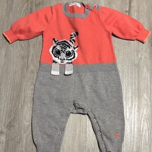 Adorable Coral and Gray Kids One Piece